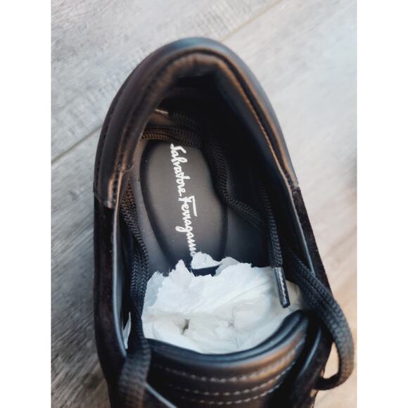 NEW Salvatore Ferragamo Black Velvet Sneakers - Size 6.5 - Picture 10 of 12